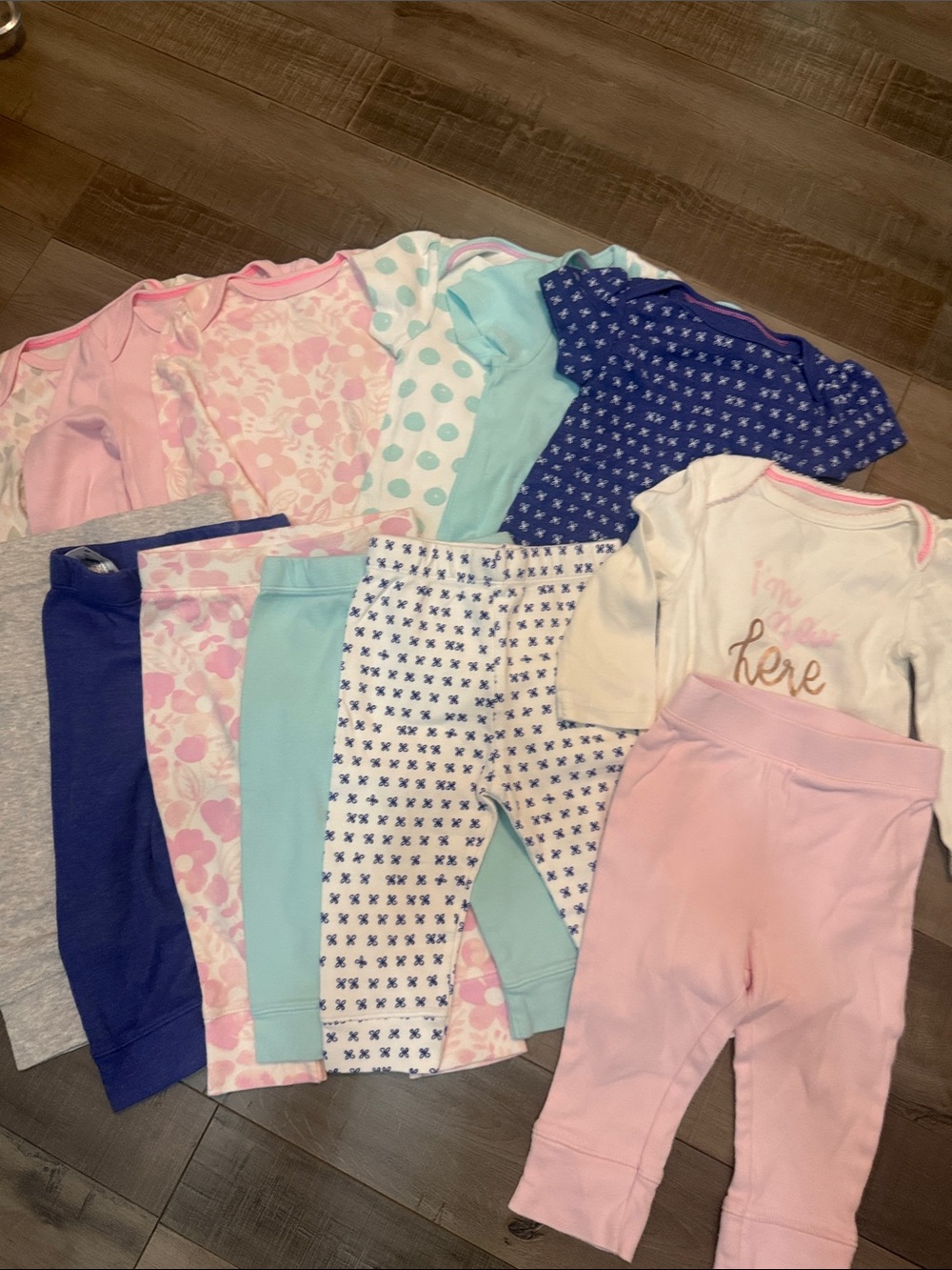 cloud island Girls' Pajama Set in Pink, Blue & Aqua